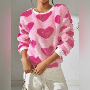 Soft and Cozy 🩷 Pink Heart Pattern Sweatshirt